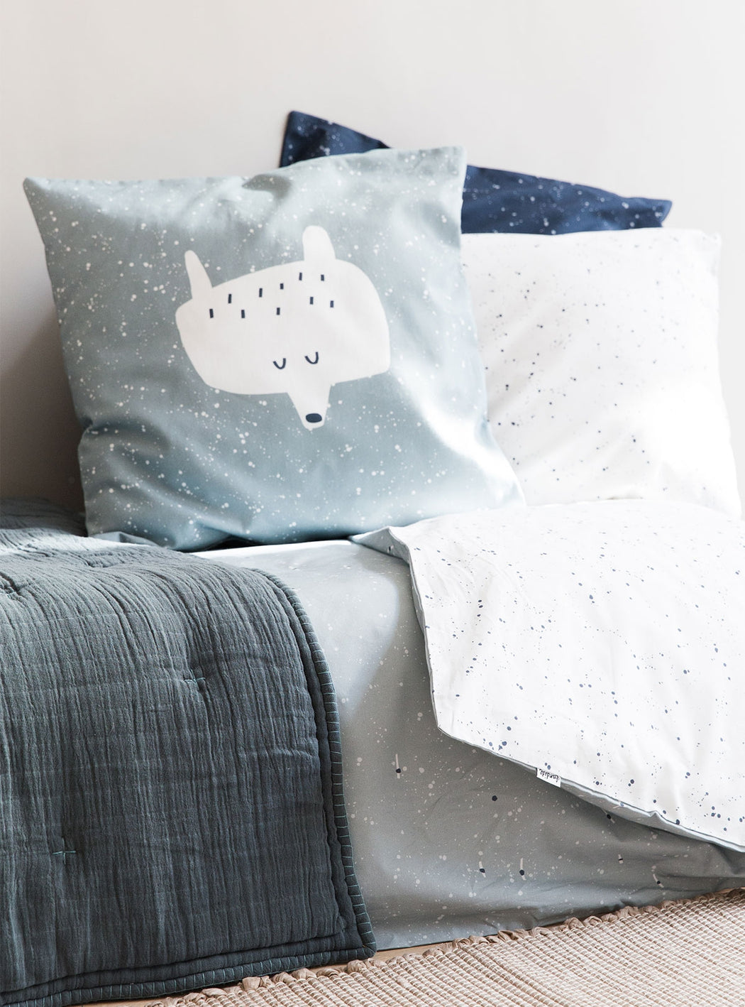 Set of Blue Cosmos Duvet cover for bed of 90 cm + Osete Decorative Pillowcase 50 x 50 cm
