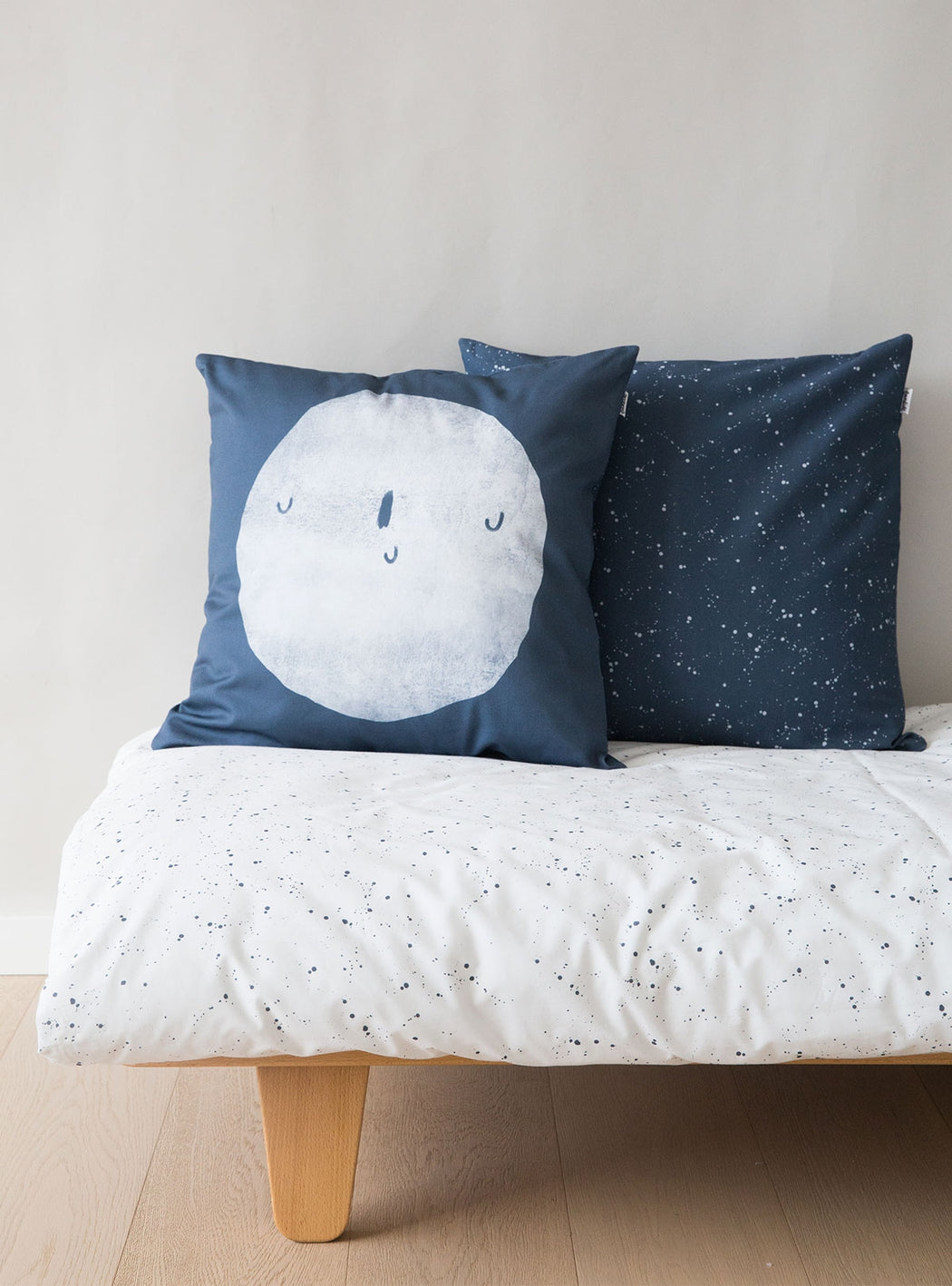 Set of Blue Cosmos Duvet cover for bed of 90 cm + Sleeping Moon Pillowcase 50 x 50 cm